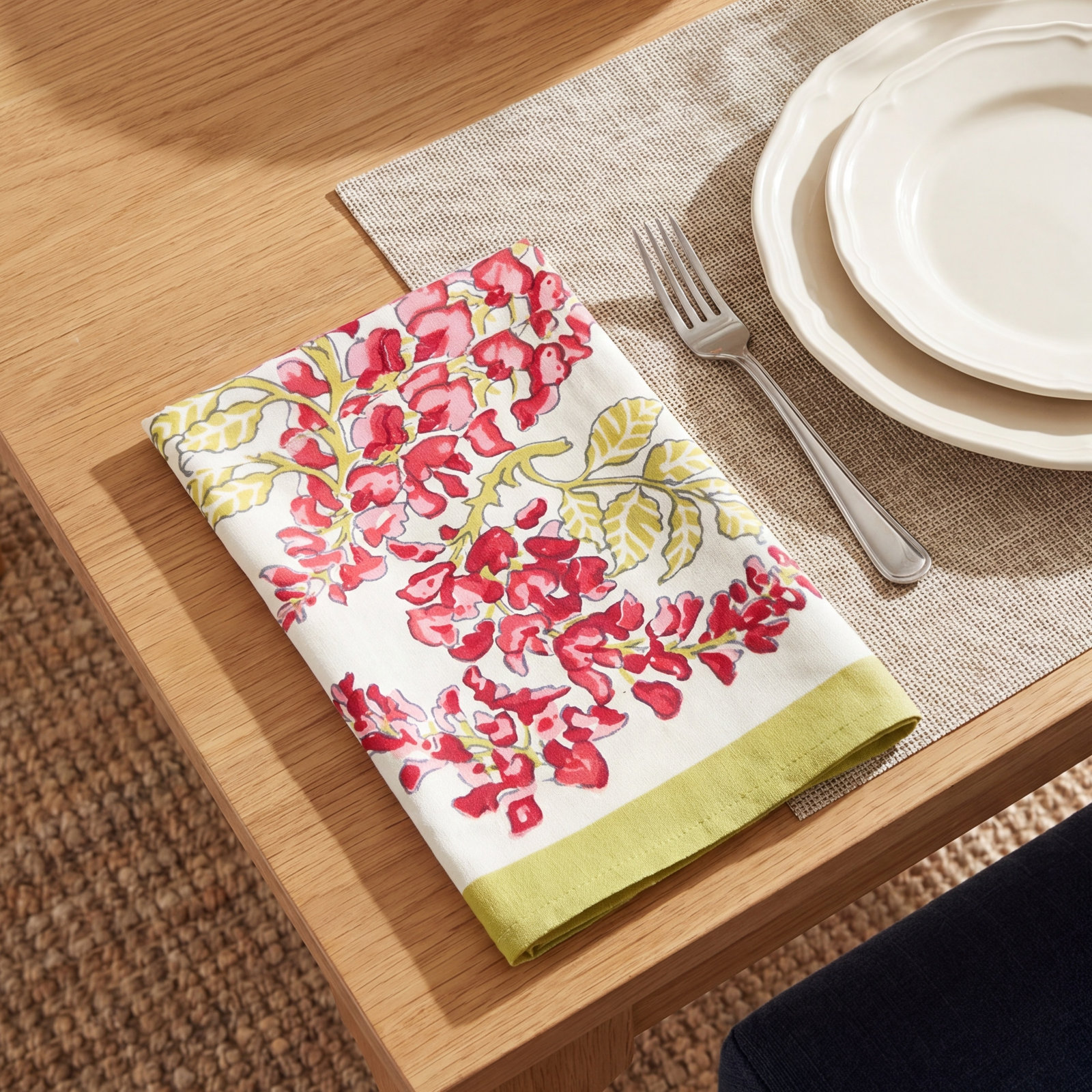 Kappa Cotton Napkin, Pink/Green