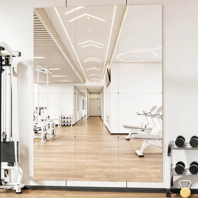 Fitness Mirrors – 11.4 X 11.4 Inch (Pack Of 12) – Adhesive Wall Mirrors, Diy Door & Full-Length Mirrors – Frameless Tempered Glass – Self-Adhesive Wall Decor For Bedroom, Living Room, Or Closet Door