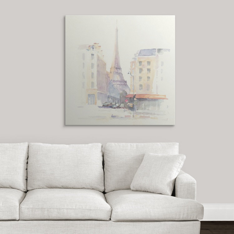 «Paris Morning Square», reproduction d'art Aimy, H 35 po x l 35 po x P 1,5 po, Toile