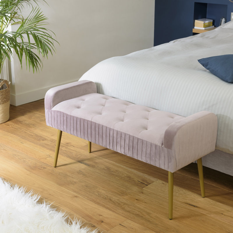 Runnells Velvet Upholstered Bench, Pink