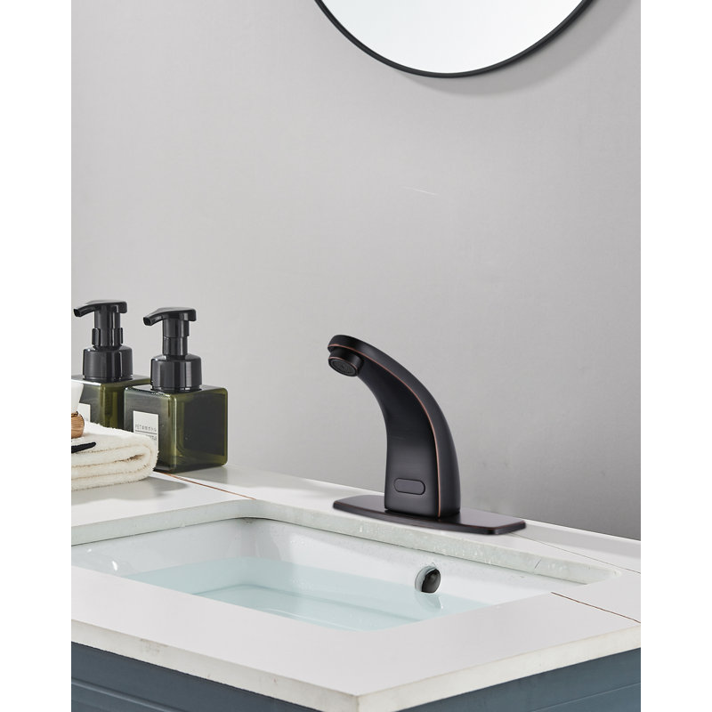 Automatic Sensor Bathroom Faucets Touchless Centerset Bathroom Faucet with Cover Plate, Oil Rubbed Bronze