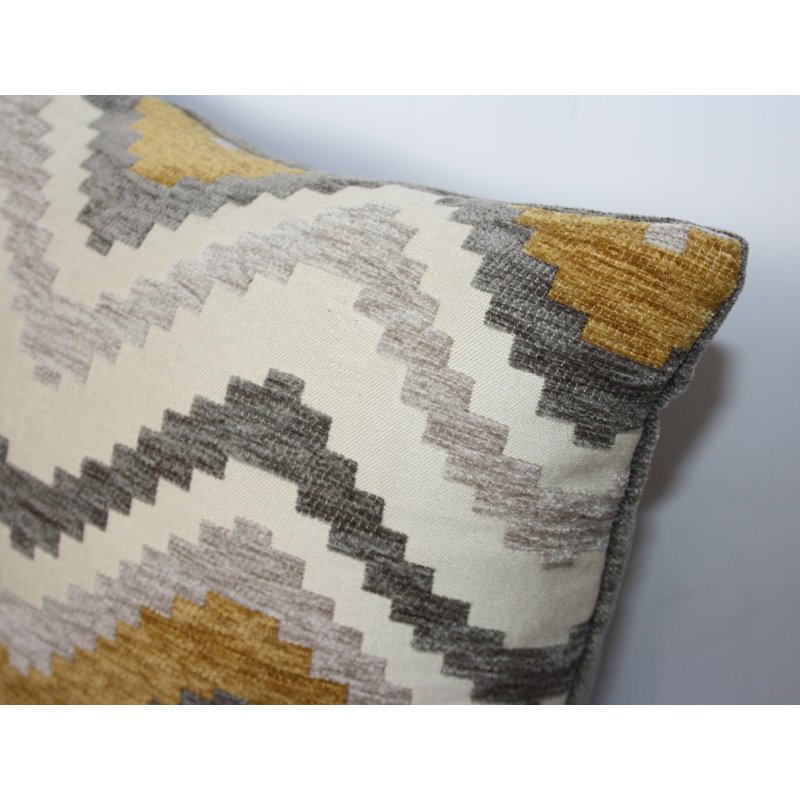 Lori Chevron Square Cushion, Ochre Yellow/Grey, 60 x 60cm