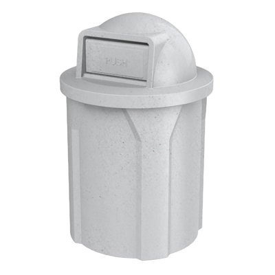 Poubelle commerciale extérieure en plastique recyclé 100% recyclé Campus de 42 gallons avec couvercle à dôme et doublure interne Campus |  Pour les écoles et les entreprises - Granit clair