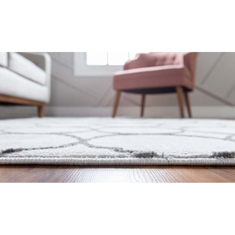 Tapis géométrique ivoire / gris clair Brana, Tapis de couloir 2 pi x 6 pi 1 po