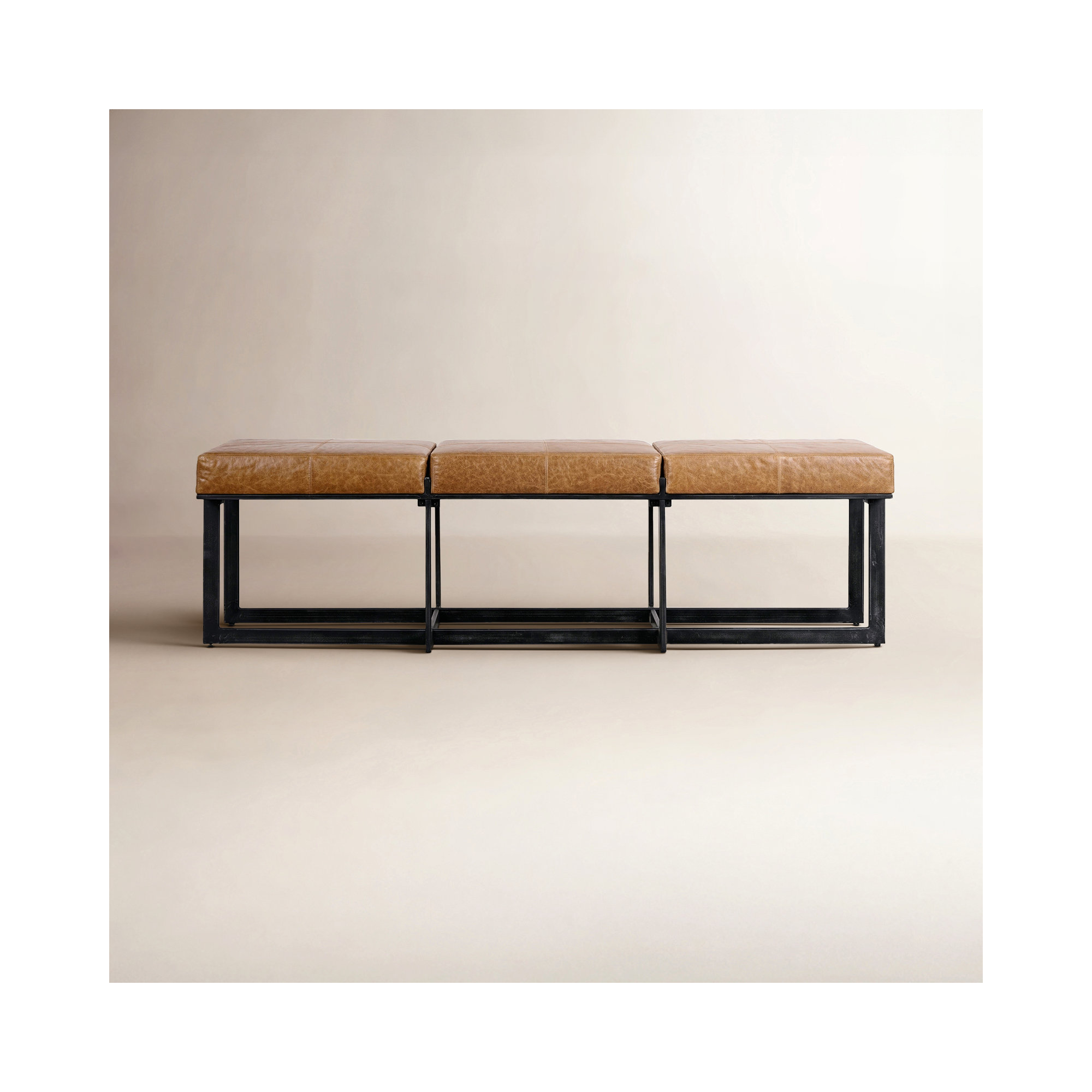 Calvin Leather Bench, Brown