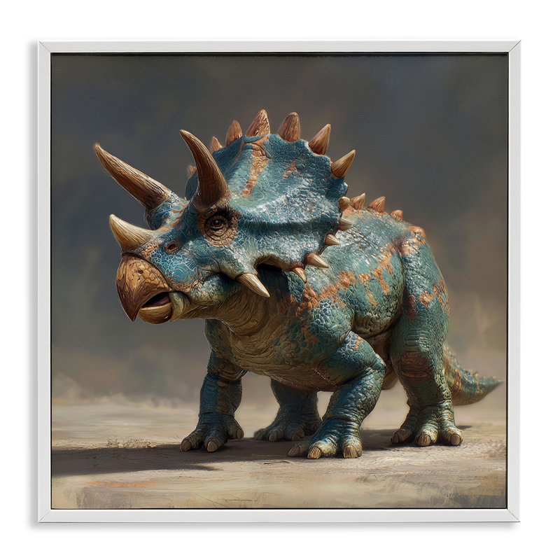Tricératops à cornes au lever du soleil, estampe numérique, design par Wumples, H 12 po x l 12 po