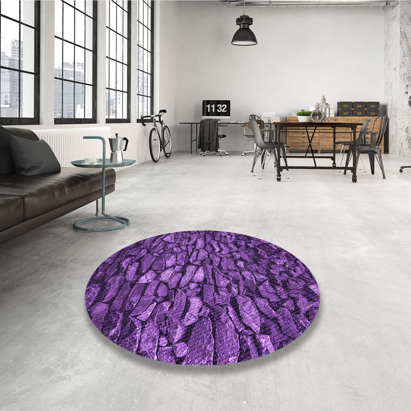 Tapis mauve en laine, Rond 6 pi
