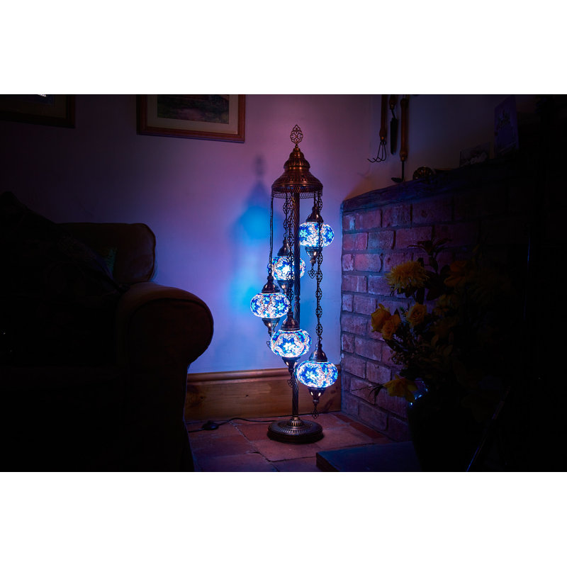 Karlie 124cm Antique Bronze Floor Lamp, Blue