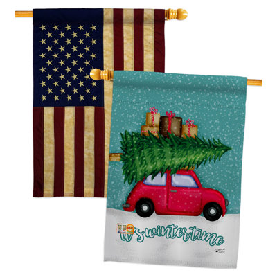 Double Sided 40'' H x 28'' W Polyester Christmas House Flag