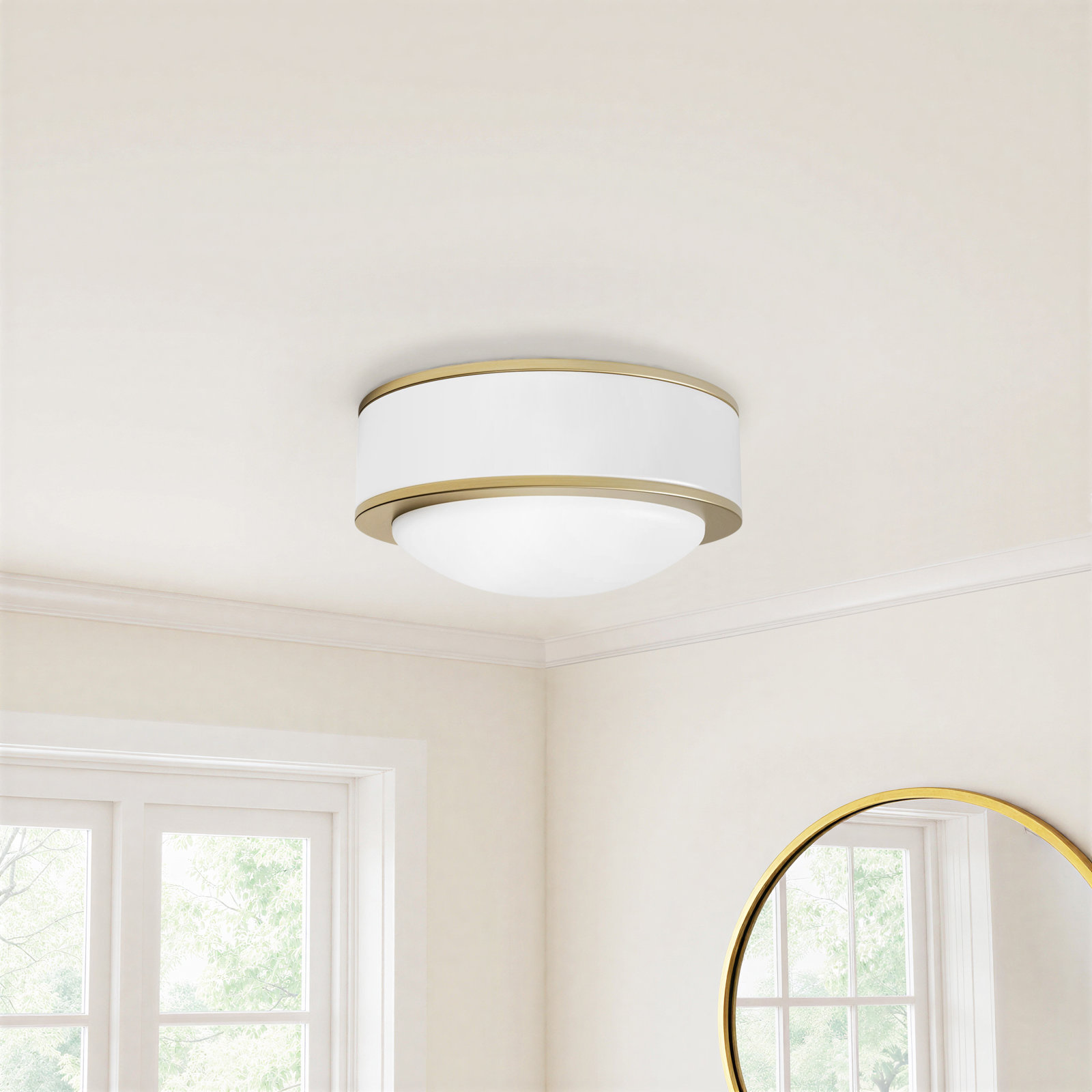 Tegan Single Light LED Flush Mount, Burnished Brass