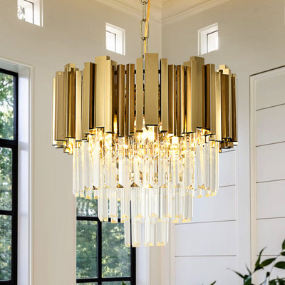  Lustre tambour 4 lumières à intensité variable avec détails en cristal