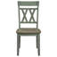 Ensemble de 2 chaises d'appoint modernes et classiques pour salle à manger, bicolore bleu sarcelle et gris délavé, structure en bois, dossier en X, supporte jusqu'à 113 kg, largeur d'assise 48 cm, finition antique, hauteur totale 100 cm