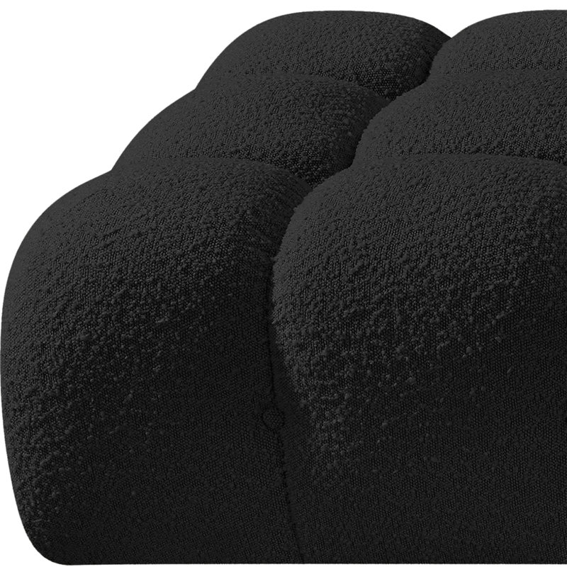 Ames Upholstered Sofa, Black Boucle Fabric, 2 Corner, 1 Ottoman