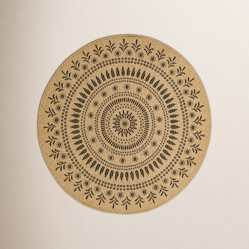 Finni Oriental Outdoor Rug, Round 5'3"