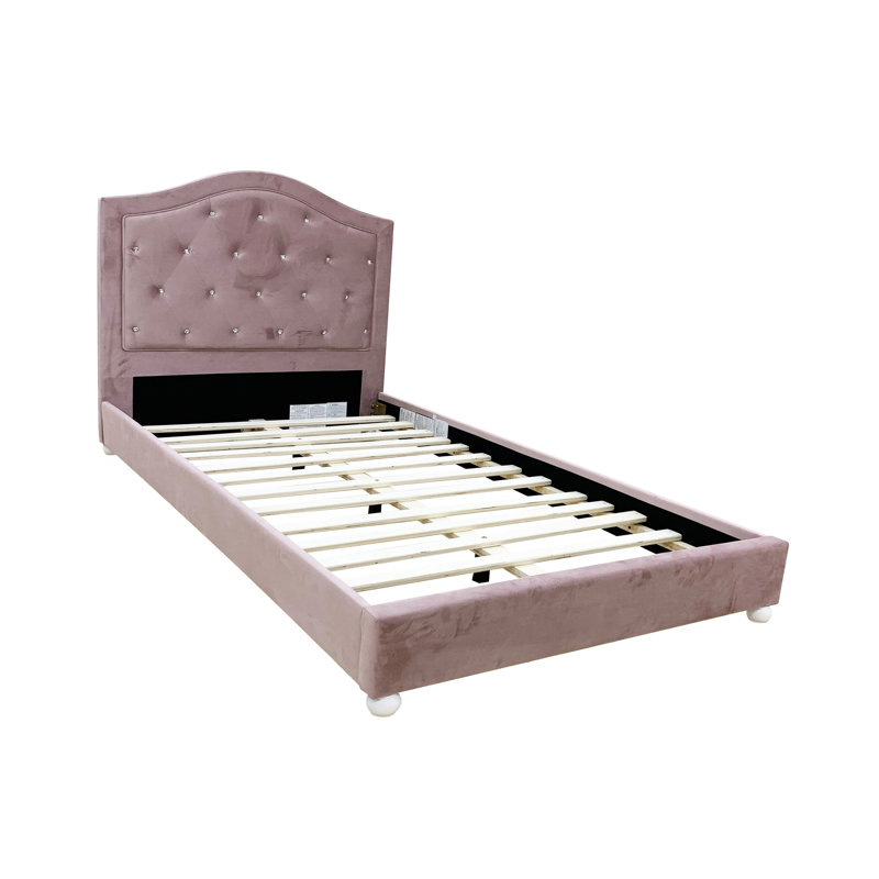 Lit simple rose - aucun sommier requis, conception pratique de 47,16 po Hauteur, tendance