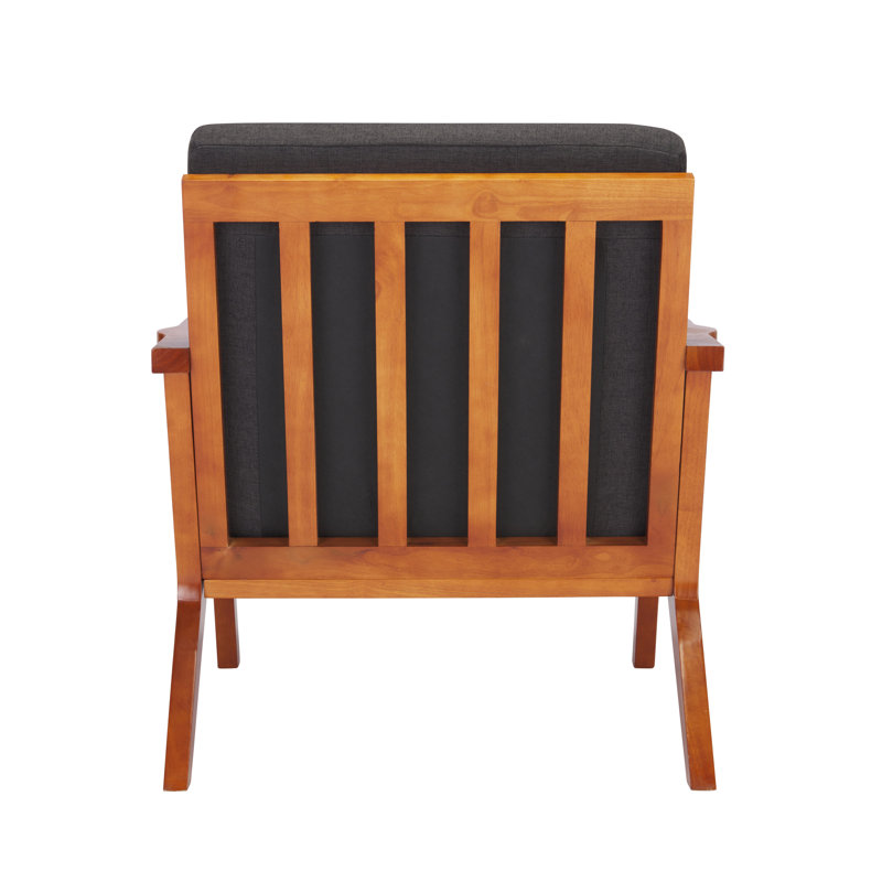 Jalaiya Fabric Accent Chair with Rubberwood Legs, Dark Gray