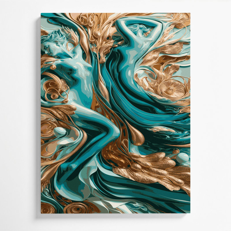 Abstrait art figuratif sur toile vert 35, H 18 po x l 12 po