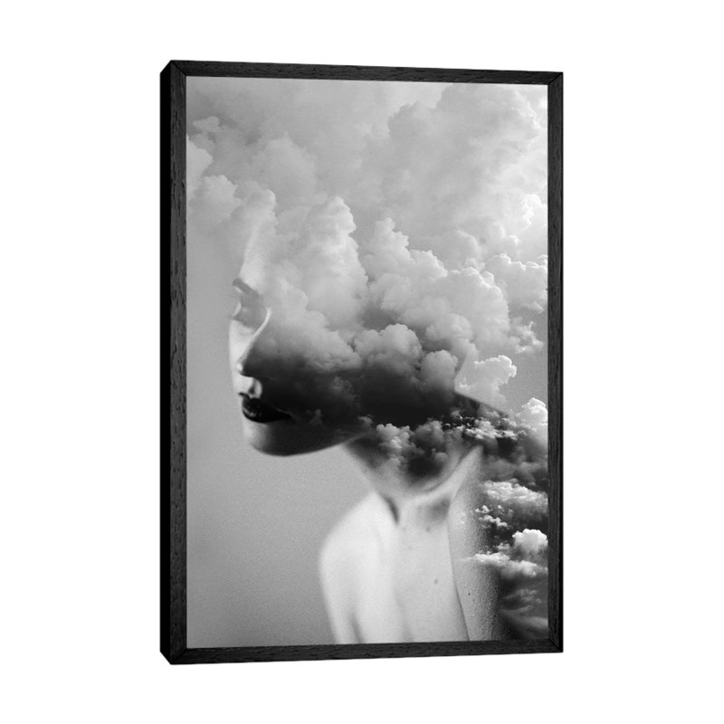 Cloudy Mind - Print on Canvas, 66.04cm H x 45.72cm W x 3.81cm D, Black Framed