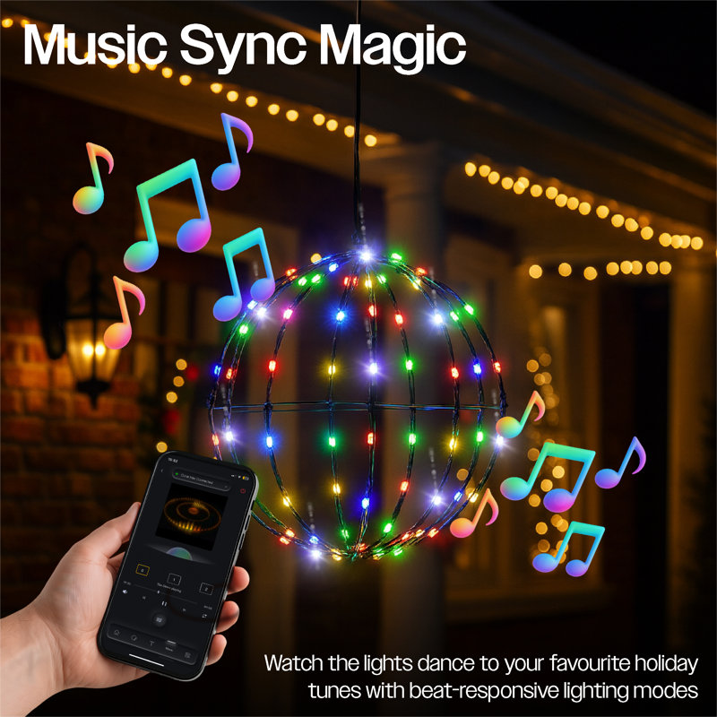 LED Indoor / Outdoor Holiday Lighting, 40cmH x 40cmW x 40cmD, Black