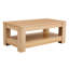 Table basse double couche avec rangement, finition basse, idéale pour le salon en bois naturel et pour une utilisation quotidienne, capacité de charge de 250 lb, rangement
