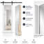 Porte de grange robuste Lucia 1299 Blanc Soie, rail de 2 m (6,6 pi), quincaillerie lourde, portes intérieures modernes à panneaux pleins - 81 cm x 203 cm (32 po x 80 po) - Miroir - Rail noir-75685290-106962965-75685278