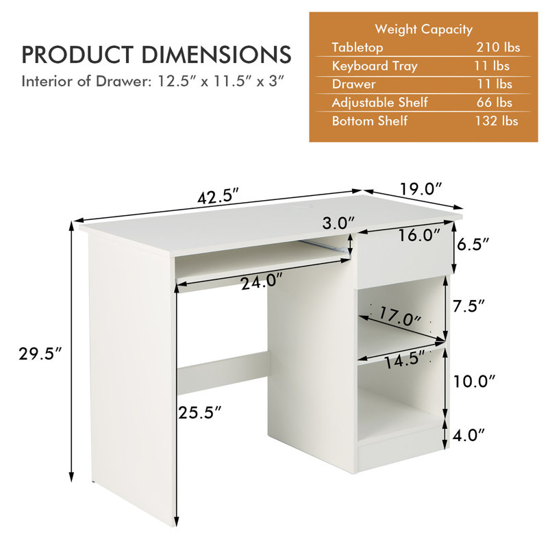 Leart Computer Desk, White