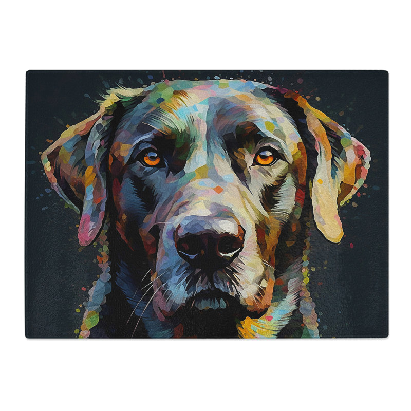 Labrador Retriever Glitch Art   Glass Chopping Board