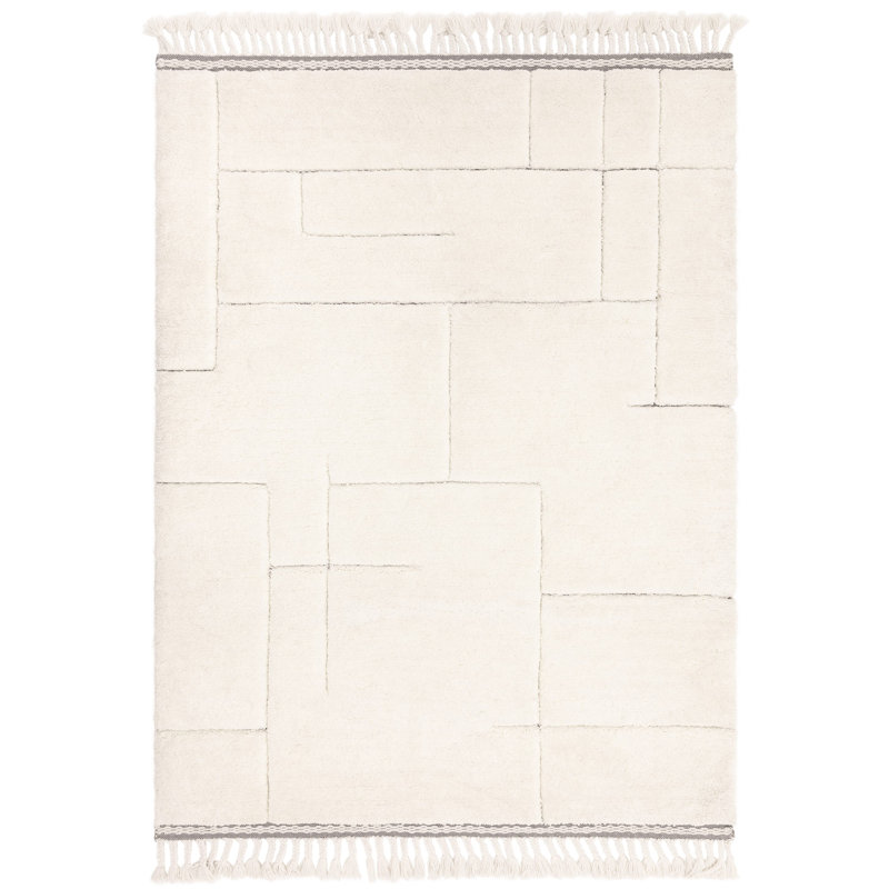 Buckmiller Blocks Moroccan Machine Woven Cream Area Rug, Rectangle 120 x 170cm