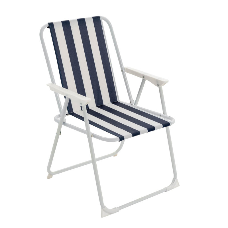 Folding Metal Beach Chair Stripe, Blue