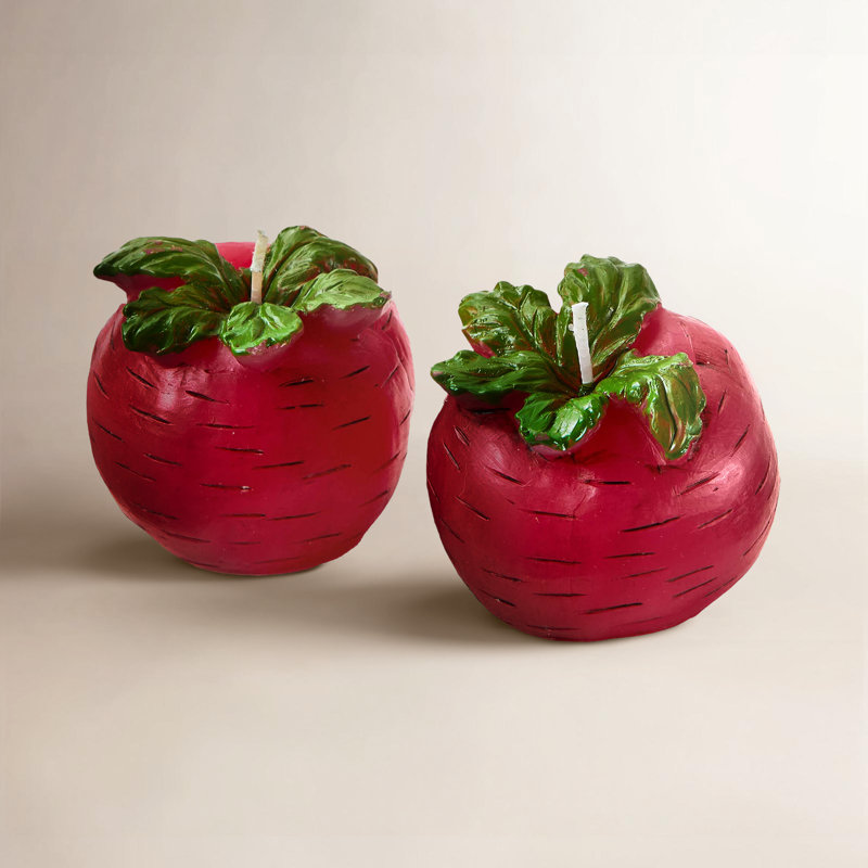 Bougies en cire en forme de radis rouge Cascade, ensemble de 2