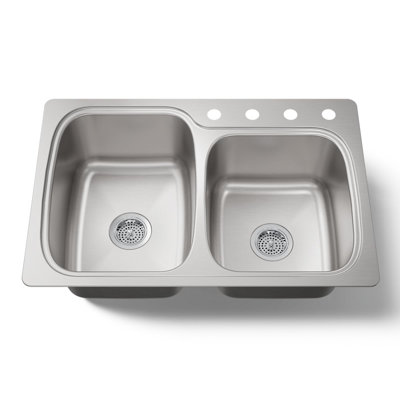 Verse 33" top-/undermount double-bowl kitchen sink