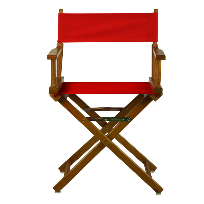 Chaise de réalisateur pliante 18 po, Rouge, Chêne miel
