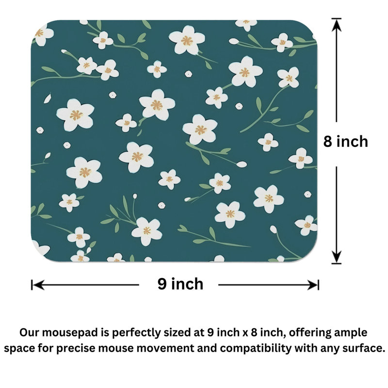 Floral Jasmine Flowers Pattern XIII Modern Gaming Cute Office Laptop Desk Pad Gift Mat Square Rectangle Non-Slip Mousepad