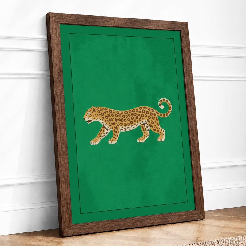 Golden Leopard Minimalist - Framed Print, A1 - 84.1 x 59.4 cm, Walnut