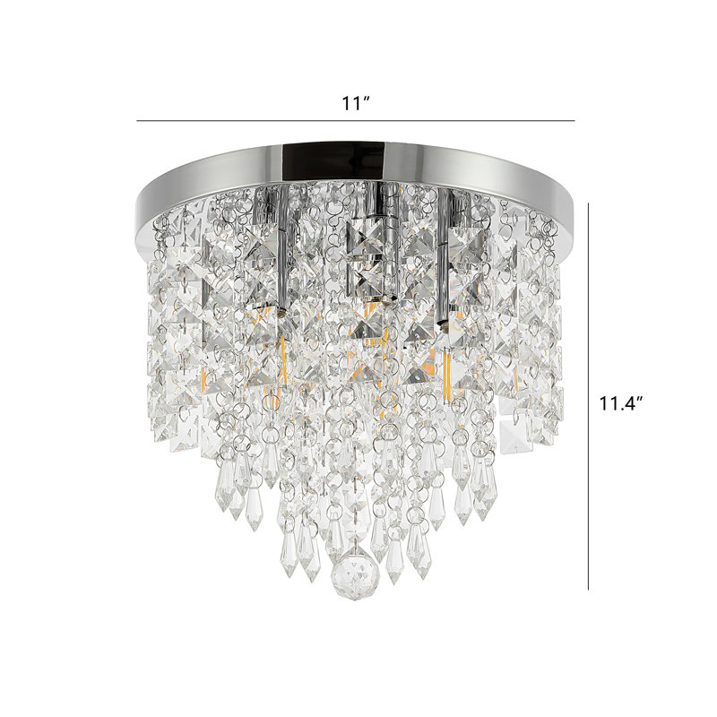 Plafonnier encastré en cristal 5 lumières Salley, Chrome
