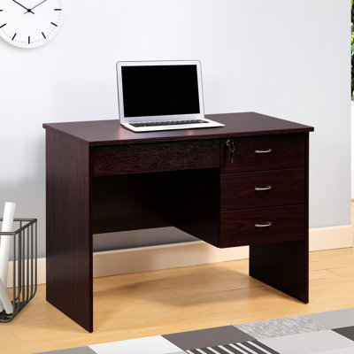 Console Desk With Three Locking Drawers And Classic Style In Enchanting Tone