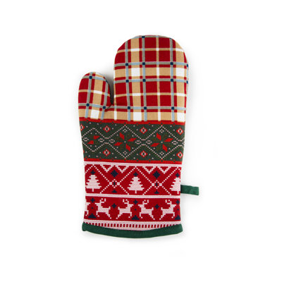 Excelsa Fall Winter Gingham Cotton Oven Glove