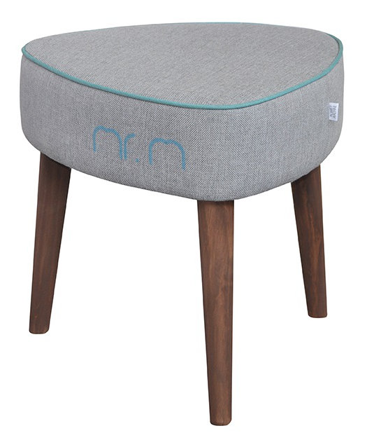 Manufactured Wood Accent Stool, Grey/Turquoise