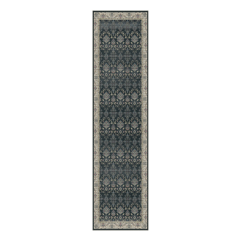 Tapis noir rétro Nico, Tapis de couloir 2 pi 3 po x 7 pi 6 po