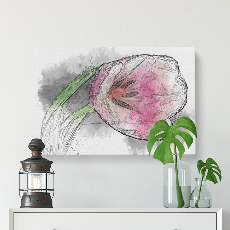 Pink Tulip - Wrapped Canvas, 35cm H x 50cm W x 3cm D