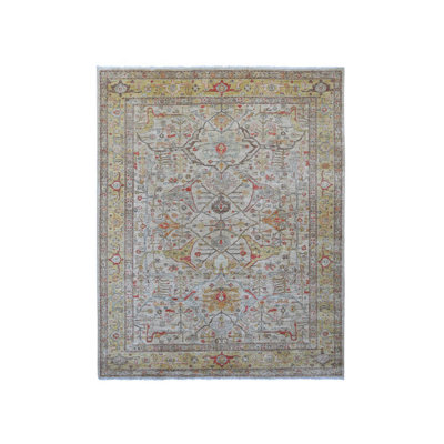 Tapis oriental rectangulaire gris en laine noué à la main 8 pi 0 po x 10 pi 0 po - MOA10221051