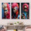 Avant-garde glam et pop art, femme avec Mohawk I - femme, art pop art sur toile, ensemble de 3