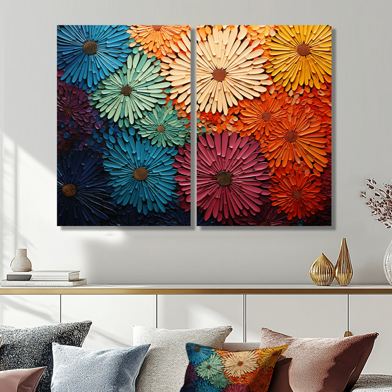Mid Century Sunburst Serenade III - art mural multicolore, Wrapped Canvas, Does Not Apply, 36" H x 48" W
