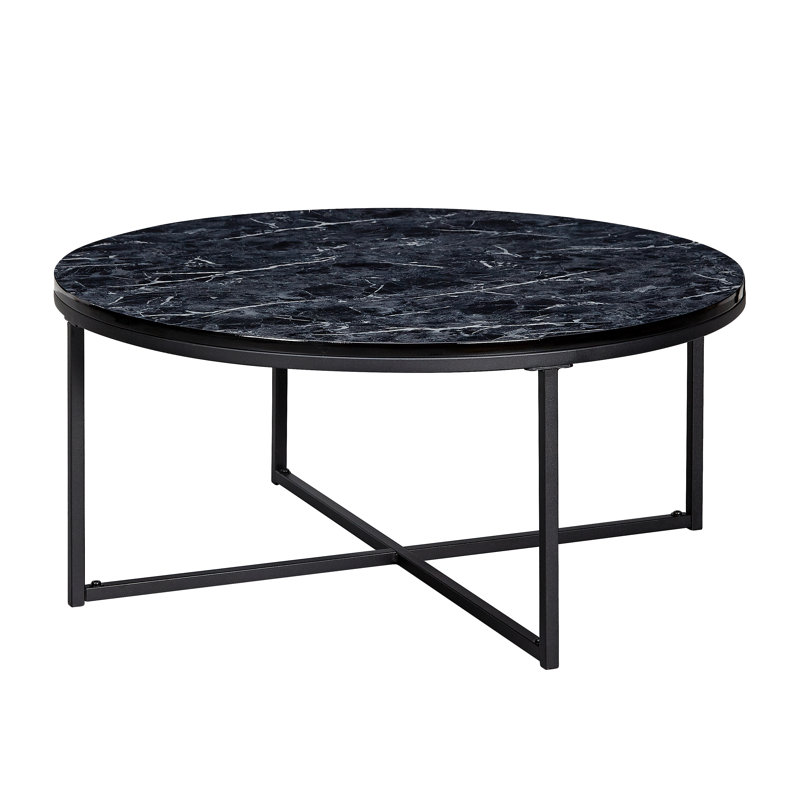 Oglesby Cross Legs Coffee Table, Black, 35cm H x 80cm W x 80cm D