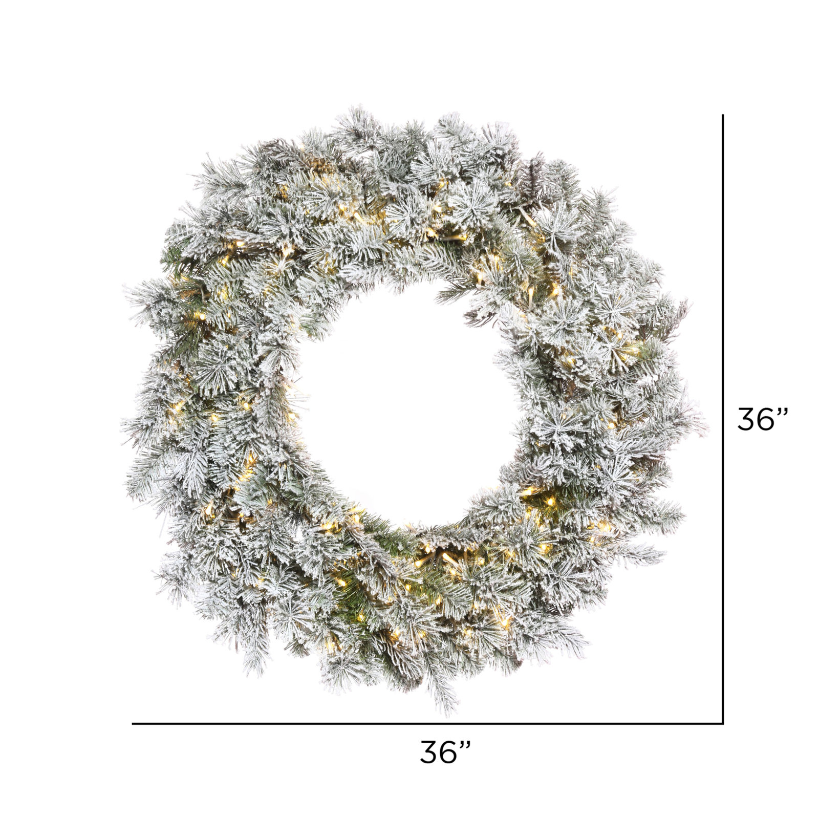 Winfield Frosted Pre-Lit Pine Christmas Wreath, 36" H x 36" W x 3" D