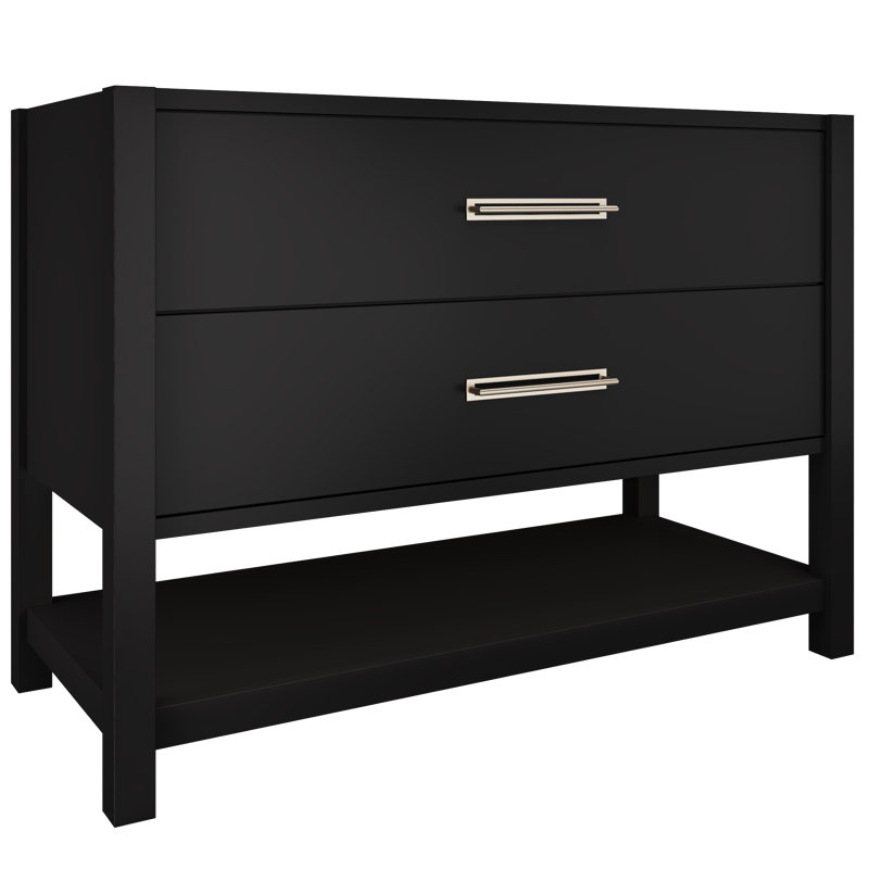 Kiawah Two-Drawer Single Bath Vanity, Noir, Satin Nickel, 48"