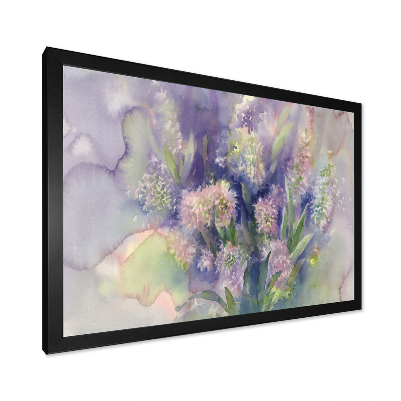 «Rose Hyacinth On Rainy Day», reproduction sur toile, Cadre d'angle fermé noir, H 8 po x l 12 po x P 1 po