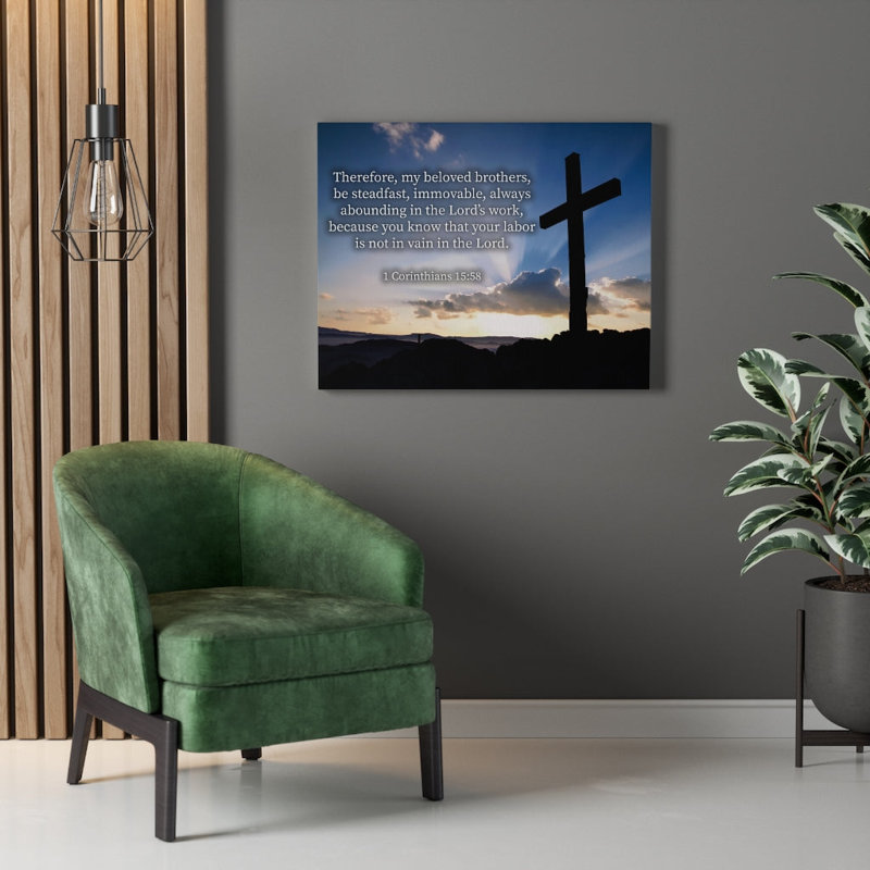 «The Work 1 Corinthians 15: 58», art mural chrétien, verset biblique, prêt à être accroché, H 12 po x l 16 po