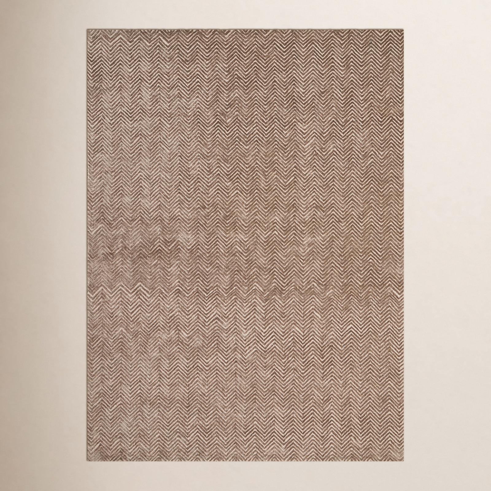 Cooke Taupe Hand-Tufted Chevron Rug, Rectangle 9'6" x 13'