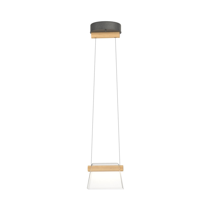 Luminaire suspendu 1 lumière DEL Cowbell, Fer naturel, Verre transparent